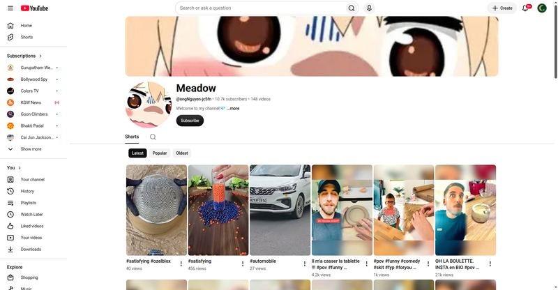 Meadow — YouTube channel screenshot