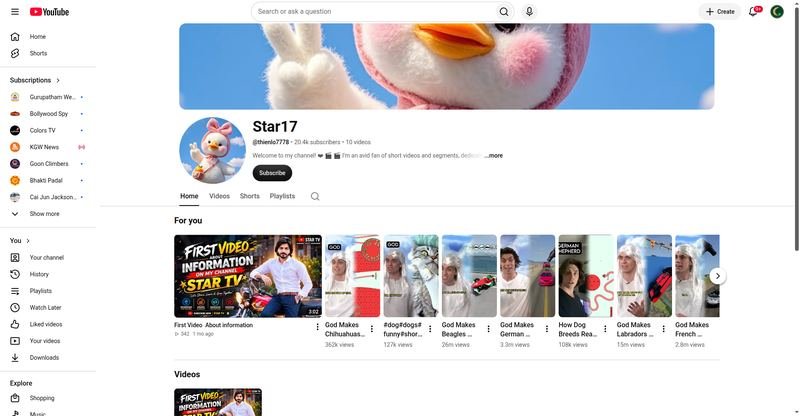 Star17 — YouTube channel screenshot