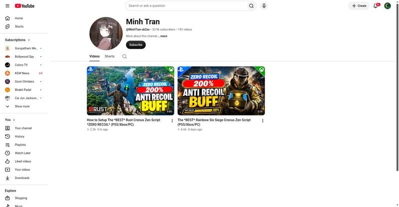 Minh Tran — YouTube channel screenshot