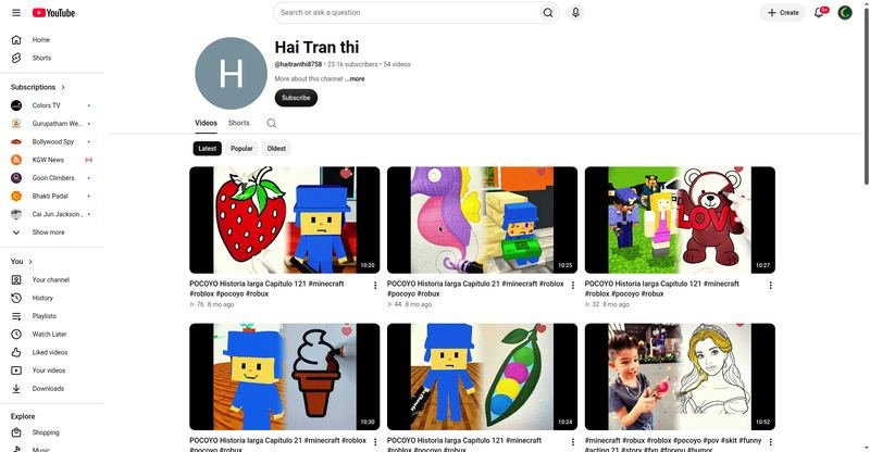 Hai Tran thi — YouTube channel screenshot