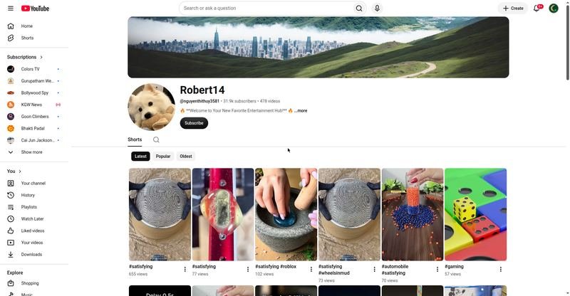 Robert14 — YouTube channel screenshot