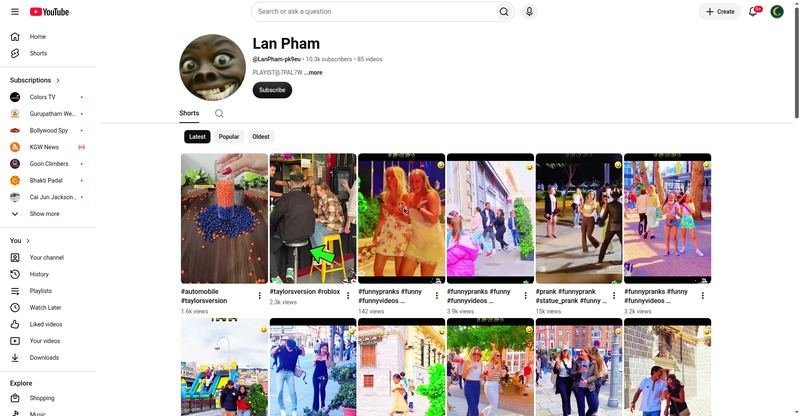 Lan Pham — YouTube channel screenshot
