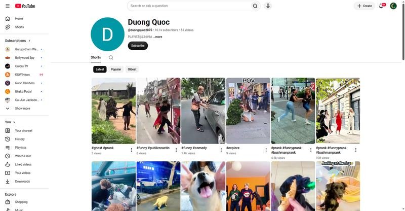 Duong Quoc — YouTube channel screenshot