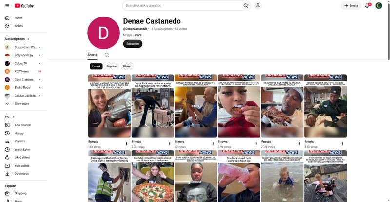 Denae Castanedo — YouTube channel screenshot